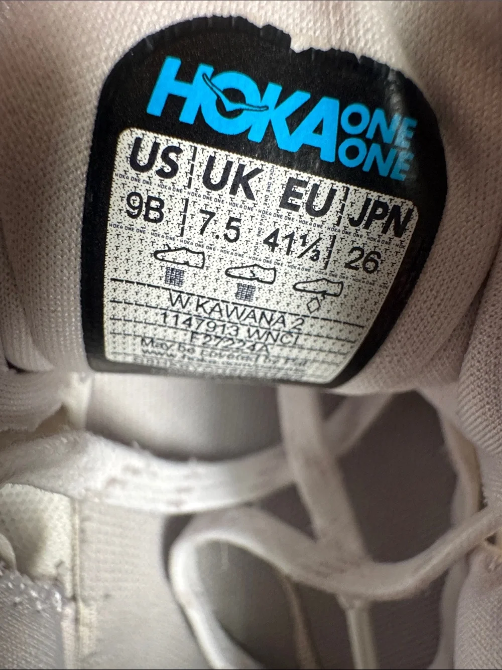 Hoka kawana Women's White and Cream Athletic Running Shoes